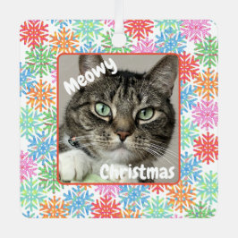 Farbenfrohe Snowflake Cat Picture Ornament