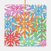 Farbenfrohe Snowflake Foto Keramik Keramikornament (Rückseite)