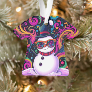 Farbenfrohe Snowman Psychedelische Wirbel und Sonn Ornament