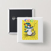 Farbenfrohe Snowman Skiing | niedlicher Schneemann Button (Vorne & Hinten)
