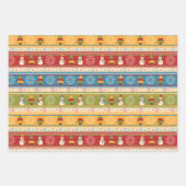 Farbenfrohe Snowman Weihnachtswrapping Paper Set Geschenkpapier Set (Vorderseite)
