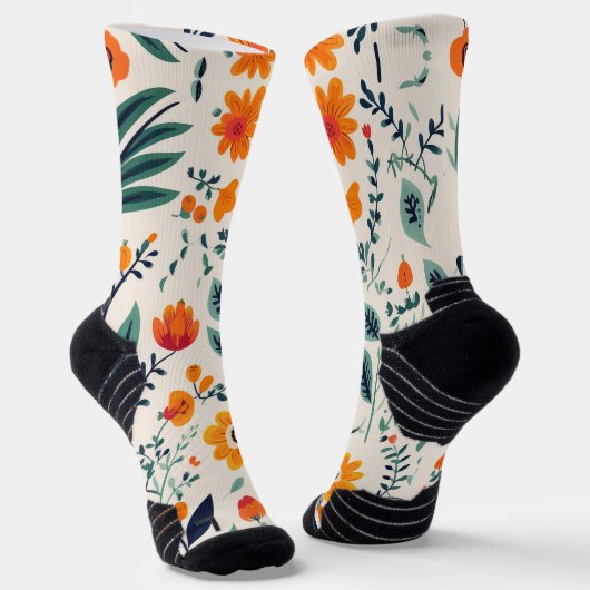 Farbenfrohe Socken mit einem Blumenmuster aus Oran (Gewinkelt)