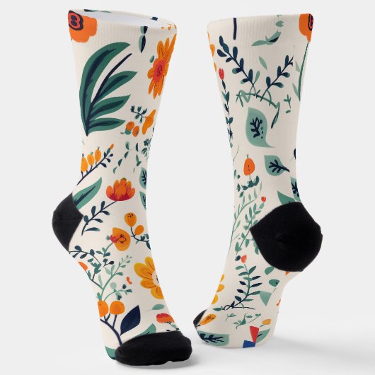 Farbenfrohe Socken mit einem Blumenmuster aus Oran (Gewinkelt)