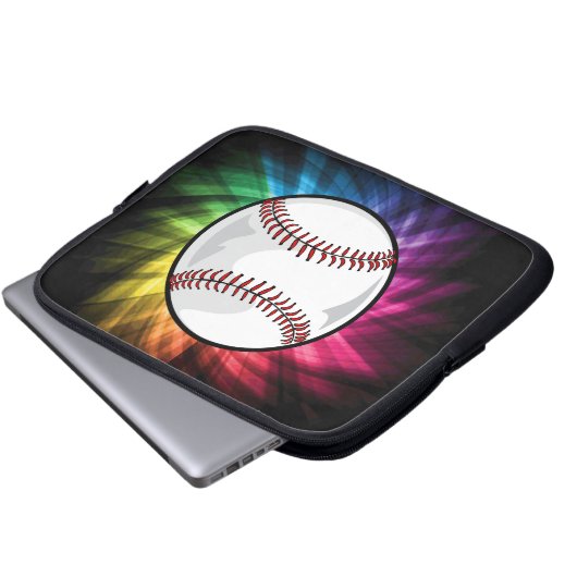 Farbenfrohe Softball; Baseball Laptopschutzhülle (Vorne Knopf)