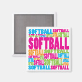 Farbenfrohe Softball Magnet (Vorderseite/Rückseite)