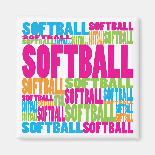 Farbenfrohe Softball Magnet (Vorne)
