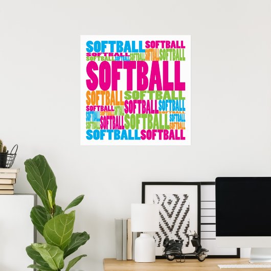 Farbenfrohe Softball Poster (Heimbüro)