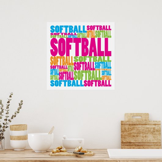 Farbenfrohe Softball Poster (Küche)