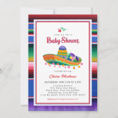 Farbenfrohe Sombrero Fiesta Kinderdusche Einladung (Vorderseite)