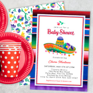 Farbenfrohe Sombrero Fiesta Kinderdusche Einladung