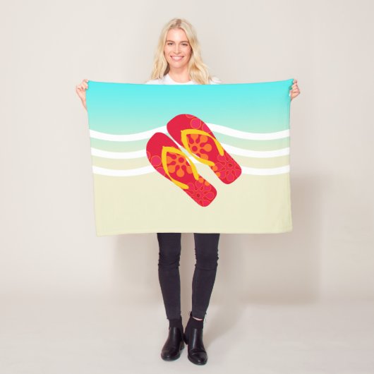 Farbenfrohe Sommer Beach Flip Flops Beach Blanket Fleecedecke (Beispiel)
