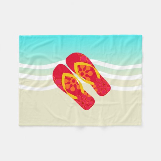 Farbenfrohe Sommer Beach Flip Flops Beach Blanket Fleecedecke (Vorderseite (Horizontal))