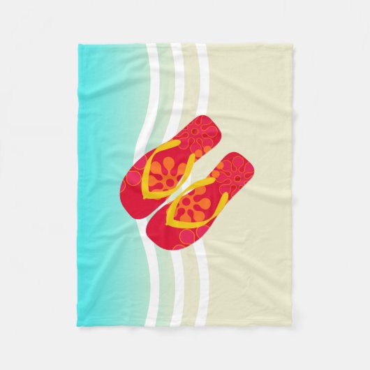 Farbenfrohe Sommer Beach Flip Flops Beach Blanket Fleecedecke (Vorderseite)
