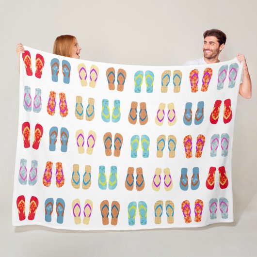 Farbenfrohe Sommer Beach Flip Flops Beach Blanket Fleecedecke (Beispiel)
