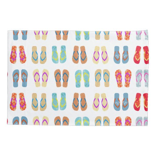 Farbenfrohe Sommer Beach Flip Flops Beach Pillow C Kissenbezug (Rückseite)