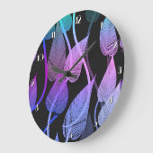 Farbenfrohe Sommer-Blätter Muster Wall Clock Große Wanduhr (Winkel)