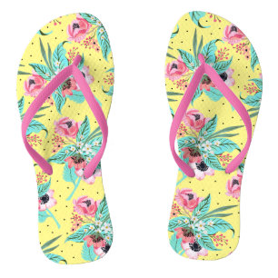 Farbenfrohe Sommer-Blume, gelbe Flip Flops Badesandalen