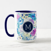 Farbenfrohe Sommer-Blume Muster Monogramm Tasse (Links)