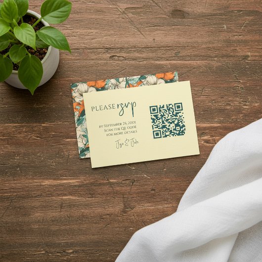 Farbenfrohe Sommer-Blume QR-Code, Hochzeitsszenari Begleitkarte