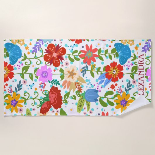 Farbenfrohe Sommer-Blume Strandtuch (Vorderseite)