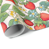 Farbenfrohe Sommer-Erdbeeren Muster Geschenkpapier (Rolleneckpunkt)