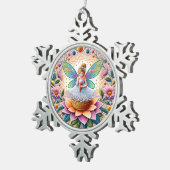 Farbenfrohe Sommer Fee Zwei Illustration Schneeflocken Zinn-Ornament (Rechts)