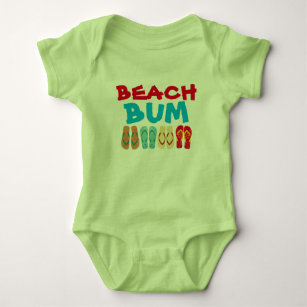 Farbenfrohe Sommer Flip Flops Green Beach Bum Baby Baby Strampler