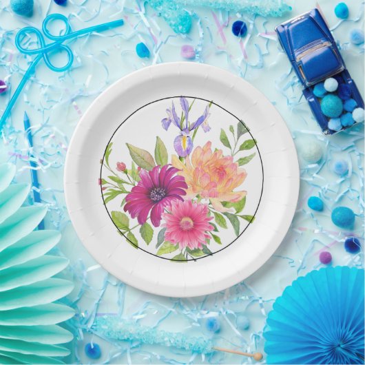 Farbenfrohe Sommer Flora und Fauna Pappteller (Party)