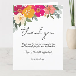 Farbenfrohe Sommer Floral Brautparty Vielen Dank Dankeskarte