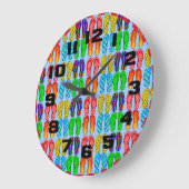 Farbenfrohe Sommer Fun Beach Flip Flops Große Wanduhr (Winkel)