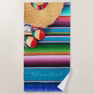 Farbenfrohe Sommer Mexiko Custom Beach Handtuch