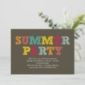 Farbenfrohe Sommer-Party Einladung (Stehend Vorderseite)