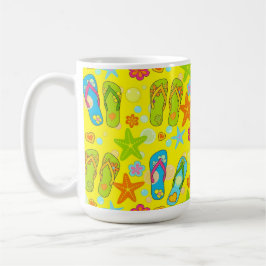 FARBENFROHE SOMMER-SANDALEN UND MEERESSCHNECKEN KAFFEETASSE