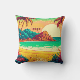 Farbenfrohe Sommer Tropical Beach Landschaftsbild  Kissen