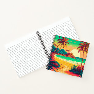 Farbenfrohe Sommer Tropical Beach Landschaftsbild Notizblock