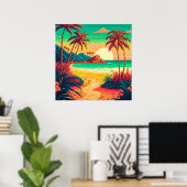 Farbenfrohe Sommer Tropical Beach Landschaftsbild Poster (Heimbüro)