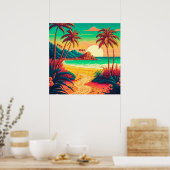 Farbenfrohe Sommer Tropical Beach Landschaftsbild Poster (Küche)