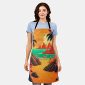 Farbenfrohe Sommer Tropical Beach Landschaftsbild  Schürze (Getragen)
