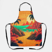 Farbenfrohe Sommer Tropical Beach Landschaftsbild  Schürze (Vorderseite)