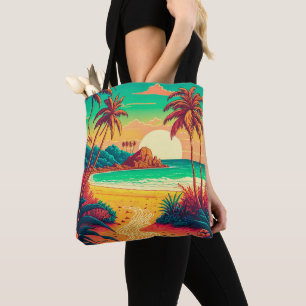 Farbenfrohe Sommer Tropical Beach Landschaftsbild  Tasche