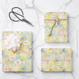 Farbenfrohe Sommer-Wiese-Wildblumen Geschenkpapier Set