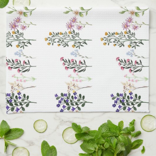 Farbenfrohe Sommer-Wildblume-Muster Geschirrtuch (Gefaltet)