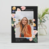 Farbenfrohe Sommerblumen Abschluss Foto Einladung (Stehend Vorderseite)