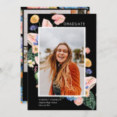 Farbenfrohe Sommerblumen Abschluss Foto Einladung (Vorne/Hinten)