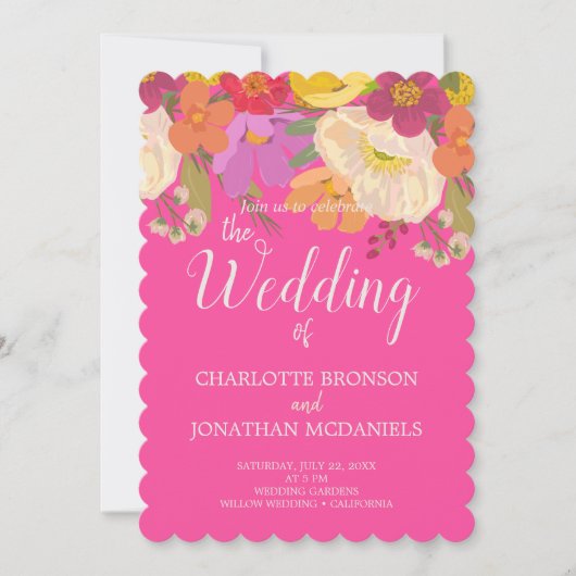 Farbenfrohe Sommerblumengarten Hochzeit Einladung (Vorderseite)