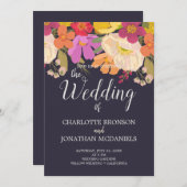 Farbenfrohe Sommerblumengarten Hochzeit Einladung (Vorne/Hinten)