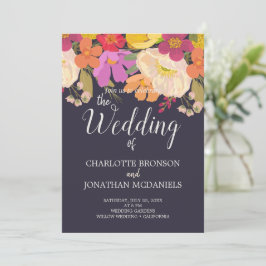 Farbenfrohe Sommerblumengarten Hochzeit Einladung