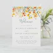 Farbenfrohe Sommerblumenhochzeit Programm (Stehend Vorderseite)