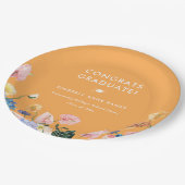 Farbenfrohe Sommerblumenschülerparty Pappteller (Schrägansicht)