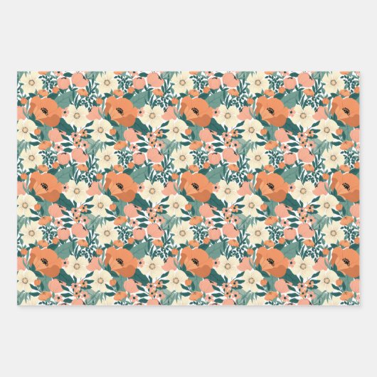 Farbenfrohe Sommerblüte Geschenkpapier Set (Vorderseite)